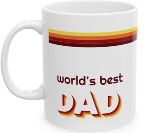 Retro Worlds Best Dad 11oz and 15oz Ceramic Coffee Mug | Variation 2 Fathers Day Retro Vintage Cup | Throw Back Coffee Cup For Dad Birthday