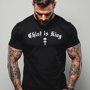 Christ Is King Gym Motivation Shirt | Christian Gym Rat Pump Cover | The Lords Gym Training Christ Gym Tee