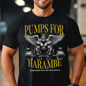 Camiseta de gimnasio "Pumps For Harambe": camiseta de levantamiento de pesas con motivación para el culturismo