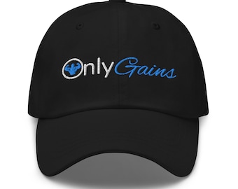 Only Gains Workout Hat | Mens Parody Dad Hat | Funny Gym Lifting Cap