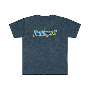 Butterfingerer Adult Funny Tee | Butterfinger Parody Shirt | Funny Gift Tshirt Heather Navy