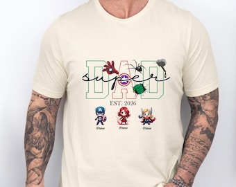 Avengers Fathers Day Shirt, Custom Super Dad T shirt, New Dad Gift, Kids Name Tee, Personalised Dad T-shirt