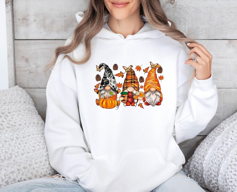 Fall Gnome Hoodie, Halloween Hoodie, Halloween Gnome, Fall Hoodie, Fall Gnome Jumper, Cute Fall Hoodie, Fall Pumpkin Hoodie image 3