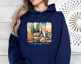 Camping Hoodie, Funny Adventure, Retro Camping Hoodie, Camping Mode Jumper, Family Adventure, Holiday Hoodie, Nature Lover Jumper