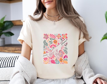 Mum And Me Kids Name Shirt, Mothers Day T-shirt, Floral Mum Hand Tee, Mama And Daughter Tee, Mama Floral Tee