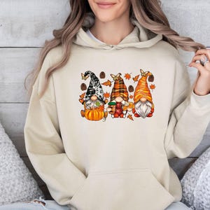 Fall Gnome Hoodie, Halloween Hoodie, Halloween Gnome, Fall Hoodie, Fall Gnome Jumper, Cute Fall Hoodie, Fall Pumpkin Hoodie image 1