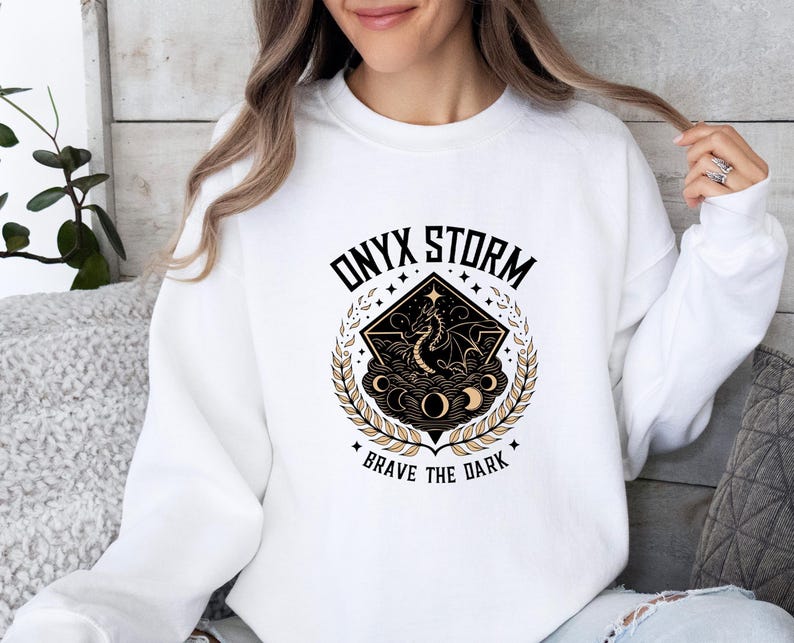 Onyx Storm Sweatshirt, Booktok Merch, Basgiath War College, Bookish Sweater, Fourth Wing Jumper, Iron Flame Merch, Acotar Sweatshirt image 1