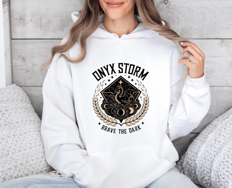 Onyx Storm Hoodie, Basgiath War College, Booktok Merch, Bookish Hoodie, Iron Flame Merch, Acotar Hoodie, Bookish Jumper, Fourth Wing Hoodie image 2