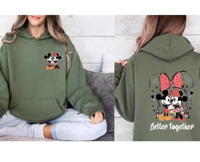 Disney Couple Hoodie, Minnie Mouse Hoodie, Mickey Mouse Hoodie, Better Together Jumper, Disneyworld Hoodie, Valentines Day Gift 画像 5