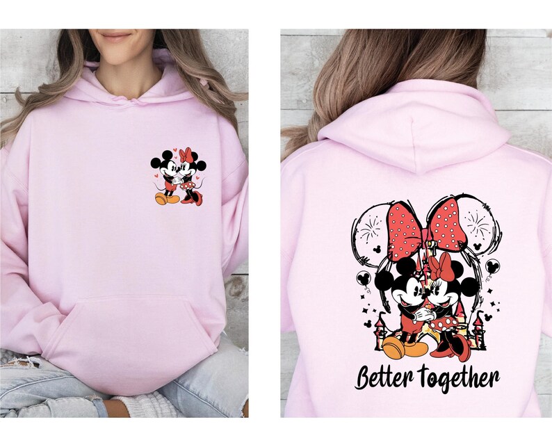 Disney Couple Hoodie, Minnie Mouse Hoodie, Mickey Mouse Hoodie, Better Together Jumper, Disneyworld Hoodie, Valentines Day Gift 画像 2