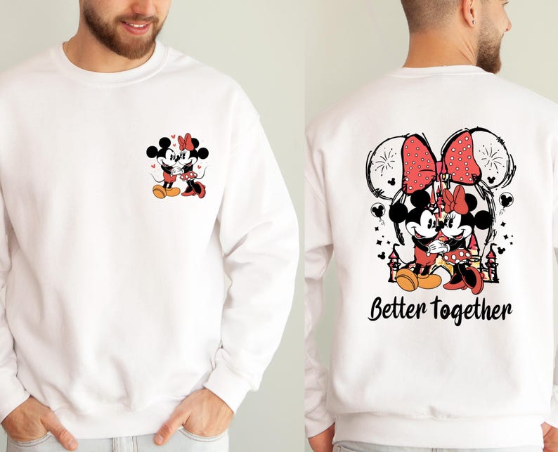 Disney Couple Sweatshirt, Minnie Mouse Sweatshirt, Mickey Mouse Sweatshirt, Matching Sweatshirt, Valentines Day Gift, Valentines Day Sweater image 6