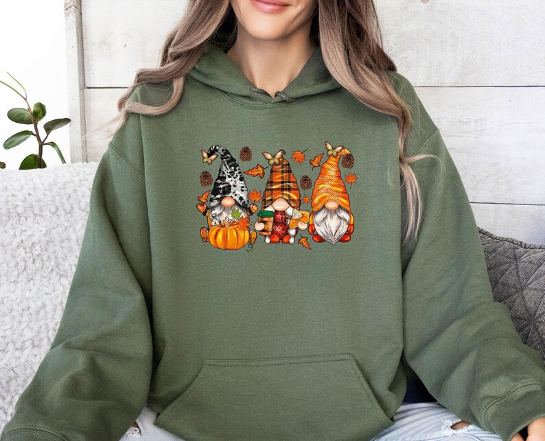 Fall Gnome Hoodie, Halloween Hoodie, Halloween Gnome, Fall Hoodie, Fall Gnome Jumper, Cute Fall Hoodie, Fall Pumpkin Hoodie image 4