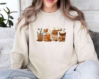 Mickey Coffee Sweatshirt, Pumpkin Spice Latte, Disney Latte Jumper, Minnie Halloween, Halloween Coffee Sweater, Coffee Lovers Gift