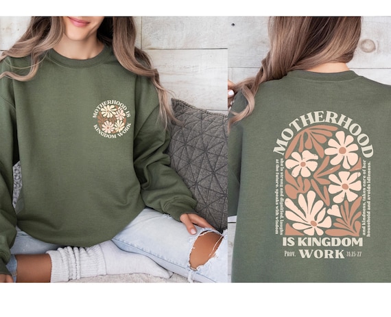 Motherhood Sweatshirt, She Is Strong Top, Bible Verse Jumper, Christian Mama Gift, Christian Sweatshirt, Inspirational Sweatshirt