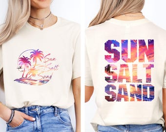 T-shirt Soleil, Sel et Sable, T-shirt Coucher de soleil et Palmiers, T-shirt Vacances d'été, T-shirt Été tropical