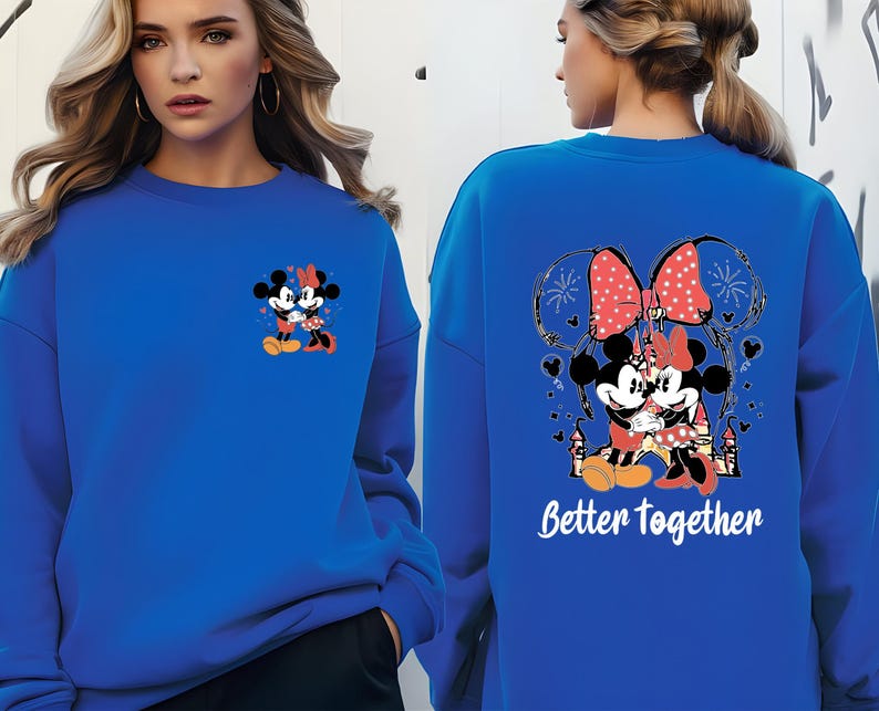 Disney Couple Sweatshirt, Minnie Mouse Sweatshirt, Mickey Mouse Sweatshirt, Matching Sweatshirt, Valentines Day Gift, Valentines Day Sweater image 5