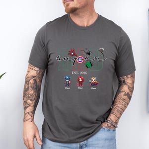 Avengers Fathers Day Shirt, Custom Super Dad T shirt, New Dad Gift, Kids Name Tee, Personalised Dad T-shirt image 6