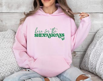 Shenanigans Hoodie, Shamrock Hoodie, Irish Jumper, Lucky Day Hoodie, St Patrick's Day Hoodie, Irish Gift, St Pattys Day, Lucky Shamrock
