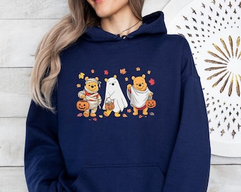 Pooh Ghost Hoodie, Halloween Gifts, Disney Ghost Top, Halloween Ghost Jumper, Winnie Halloween, Pumpkin Jumper, Winnie Ghost Hoodie