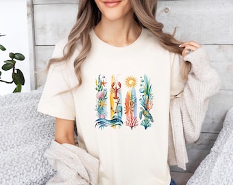 Ocean Brushstroke Shirt, Summer Vibes Shirt, Ocean Animal Tee, Vacation T shirt, Sea Turtle Shirt, Beach Vibes Tee, Sea Animal T shirt