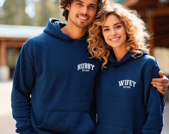 Wifey Hubby Hoodie, Wifey Hoodie, Hubby Hoodie, Gift For Couple, Wedding Jumper, Anniversary Hoodie, Wife Husband Jumper, Engagement Hoodie