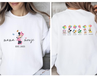 Mama Mouse-sweater, Moederdagtrui, trui nieuwe moeder, trui aangepaste moeder, trui kindernaam, gepersonaliseerde trui moeder, moeder als cadeau