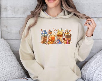 Pumpkin Spice Hoodie, Winnie The Pooh, Halloween Hoodie, Coffee Latte Hoodie, Coffee Lovers Gift, Funny Halloween, Kids Latte Hoodie