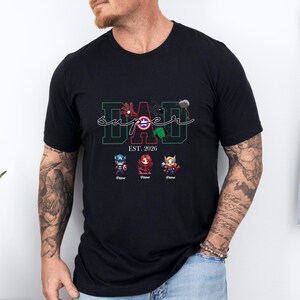 Avengers Fathers Day Shirt, Custom Super Dad T shirt, New Dad Gift, Kids Name Tee, Personalised Dad T-shirt image 4