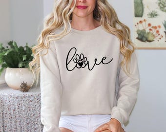 Dog Lover Sweatshirt, Paw Heart Sweatshirt, Valentines Day Gift, Valentines Sweatshirt, Dog Love Sweater, Cute Valentines Gift, Dog Sweater