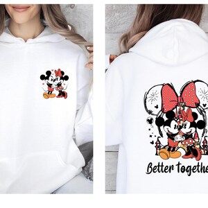 Disney Couple Hoodie, Minnie Mouse Hoodie, Mickey Mouse Hoodie, Better Together Jumper, Disneyworld Hoodie, Valentines Day Gift 画像 3