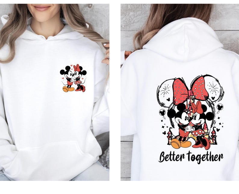 Disney Couple Hoodie, Minnie Mouse Hoodie, Mickey Mouse Hoodie, Better Together Jumper, Disneyworld Hoodie, Valentines Day Gift 画像 3