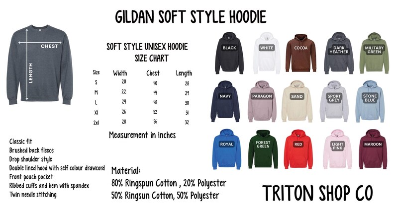 a diagram of the different styles of hoodies