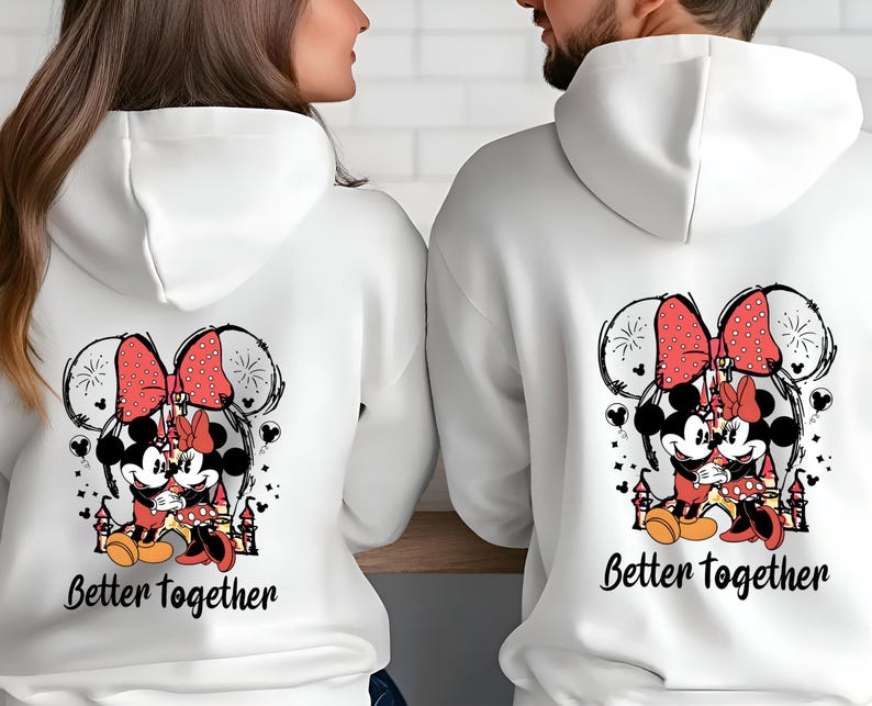 Disney Couple Hoodie, Minnie Mouse Hoodie, Mickey Mouse Hoodie, Better Together Jumper, Disneyworld Hoodie, Valentines Day Gift 画像 1
