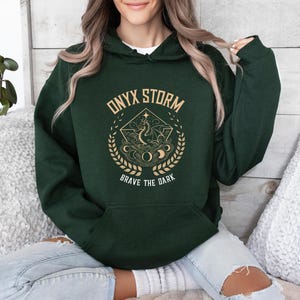 Onyx Storm Hoodie, Basgiath War College, Booktok Merch, Bookish Hoodie, Iron Flame Merch, Acotar Hoodie, Bookish Jumper, Fourth Wing Hoodie image 1