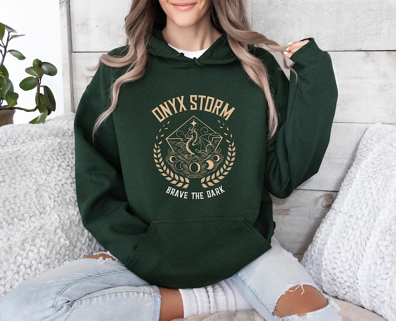 Onyx Storm Hoodie, Basgiath War College, Booktok Merch, Bookish Hoodie, Iron Flame Merch, Acotar Hoodie, Bookish Jumper, Fourth Wing Hoodie image 1