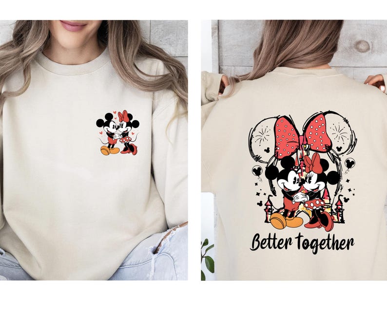 Disney Couple Sweatshirt, Minnie Mouse Sweatshirt, Mickey Mouse Sweatshirt, Matching Sweatshirt, Valentines Day Gift, Valentines Day Sweater image 1