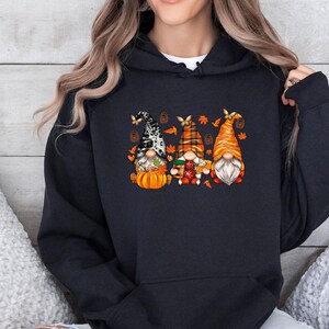 Fall Gnome Hoodie, Halloween Hoodie, Halloween Gnome, Fall Hoodie, Fall Gnome Jumper, Cute Fall Hoodie, Fall Pumpkin Hoodie image 2