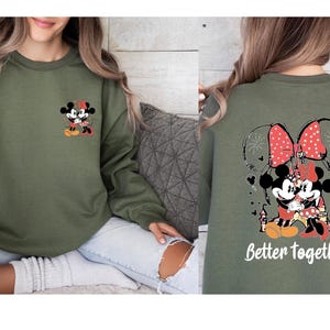 Disney Couple Sweatshirt, Minnie Mouse Sweatshirt, Mickey Mouse Sweatshirt, Matching Sweatshirt, Valentines Day Gift, Valentines Day Sweater image 3