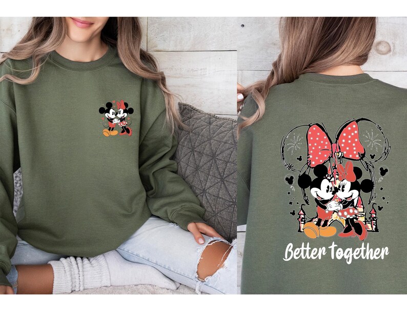 Disney Couple Sweatshirt, Minnie Mouse Sweatshirt, Mickey Mouse Sweatshirt, Matching Sweatshirt, Valentines Day Gift, Valentines Day Sweater image 3