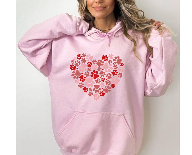 Sweat à capuche pour amoureux des chiens, Sweat à capuche avec cœur et patte, Sweat à capuche pour chien, Sweat à capuche drôle pour chien, Cadeau de Saint-Valentin, Sweat à capuche Saint-Valentin, Sweat à capuche cœur, Sweat à capuche mignon pour chien image 5