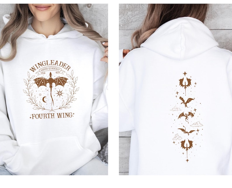 Sweat à capuche Fourth Wing, Cadeau pour amoureux des livres, Sweat à capuche Dragon, Produits dérivés pour passionnés de livres, Pull Basgiath, Cadeaux pour amoureux des livres, École de guerre Basgiath, Sweat à capuche Livre image 2