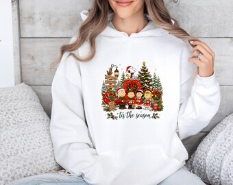 Christmas Cartoon Hoodie, Cozy Christmas Top, Snoopy Christmas Jumper