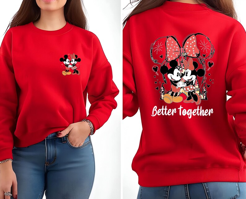 Disney Couple Sweatshirt, Minnie Mouse Sweatshirt, Mickey Mouse Sweatshirt, Matching Sweatshirt, Valentines Day Gift, Valentines Day Sweater image 4