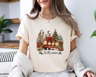 Christmas Cartoon Shirt, Cozy Xmas T shirt, Snoopy Christmas Tee