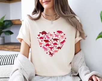 Dinosaur Heart Shirt, Dinosaur T shirt, Valentines Day Gift, Dinosaur Valentines, Cute Dino Valentine, Funny Dino Shirt, Dino Heart Shirt
