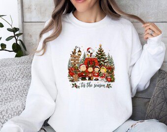 Christmas Cartoon Sweatshirt, Snoopy Christmas Jumper, Cozy Xmas Top
