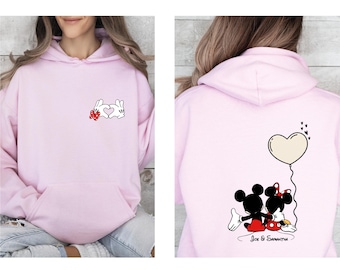 Custom Disney Couple Hoodie, Custom Disney Hoodie, Valentines Day Gift, Personalised Disney Top, Mickey And Minnie Mouse, Lovely Hoodie
