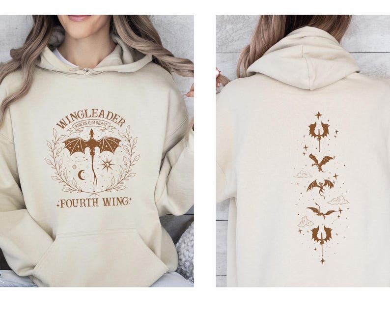 Sweat à capuche Fourth Wing, Cadeau pour amoureux des livres, Sweat à capuche Dragon, Produits dérivés pour passionnés de livres, Pull Basgiath, Cadeaux pour amoureux des livres, École de guerre Basgiath, Sweat à capuche Livre image 3