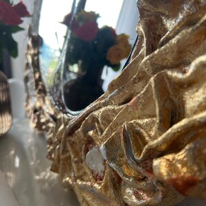 Handmade Modern Gold Mirror, Luxury gold mirror, Statement mirror, Unique Accent Wall Art, Decorative Mirror for Living room.