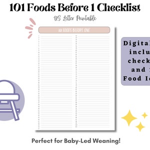 101 Food Checklist PDF Download for Baby Led Weaning From 101 Before One 